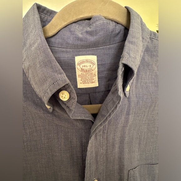 Brooks Brothers Makers USA made Men’s Solid Blue Buttown Down size 14 1/2 - 33 - Picture 2 of 2
